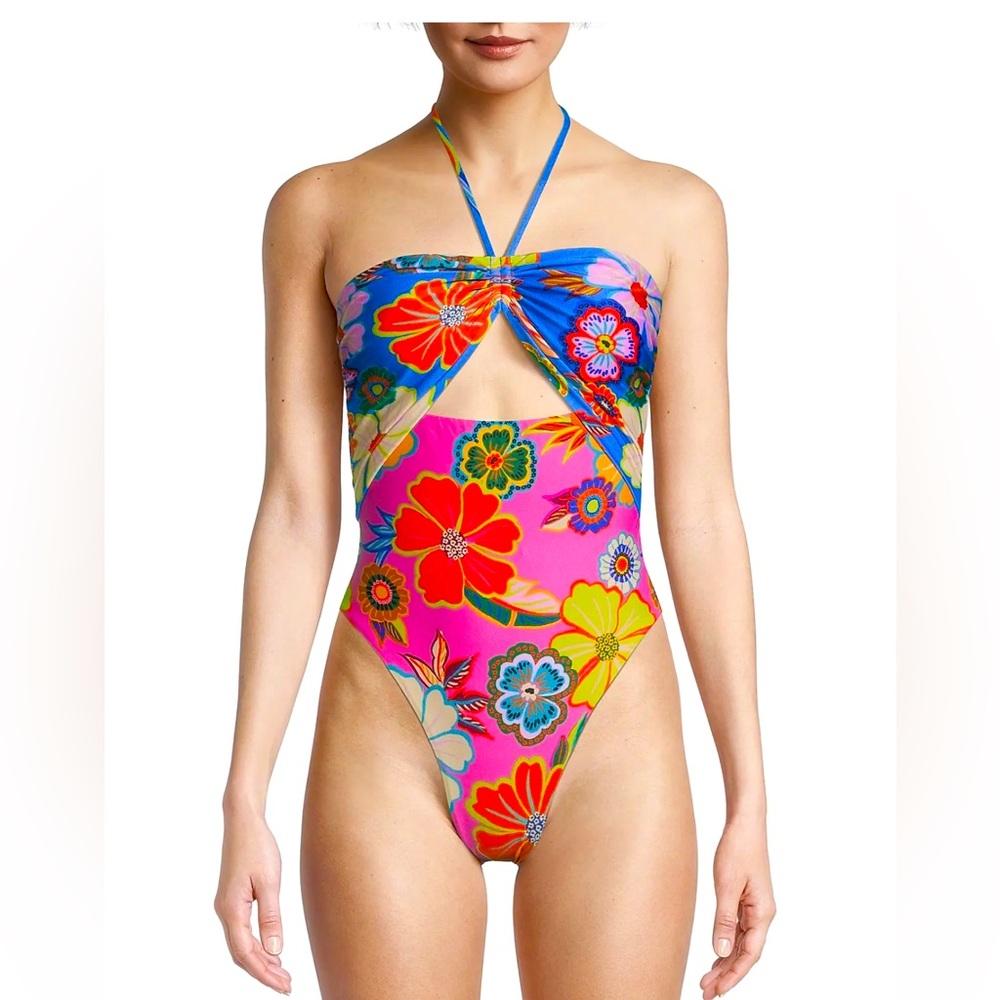 NWT Farm Rio. Large
Full Garden Cut-Out One-Piece Swimsuit